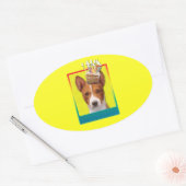 Uitnodiging Cupcake - Basenji Ovale Sticker (Envelop)