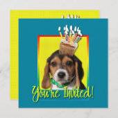 Uitnodiging Cupcake - Beagle Puppy - Chloe (Voorkant / Achterkant)