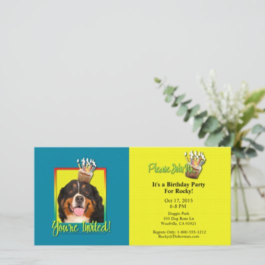 Uitnodiging Cupcake - Bernese Mountain Dog (Staand voorkant)