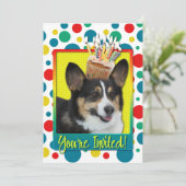 Uitnodiging Cupcake - Corgi (Staand voorkant)