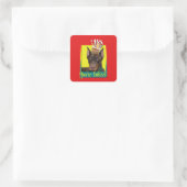 Uitnodiging Cupcake - Doberman - Rood - Rocky Vierkante Sticker (Tas)