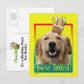 Uitnodiging Cupcake - Golden Retriever - Mickey Briefkaart (Voorkant / Achterkant)