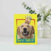 Uitnodiging Cupcake - Golden Retriever - Mickey Briefkaart (Staand voorkant)