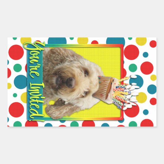Uitnodiging Cupcake - GoldenDoodle Rechthoekige Sticker (Voorkant)