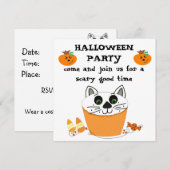 Uitnodiging Cupcake Halloween Party (Voorkant / Achterkant)