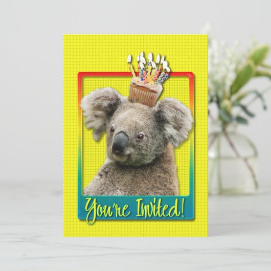 Uitnodiging Cupcake - Koala (Staand voorkant)