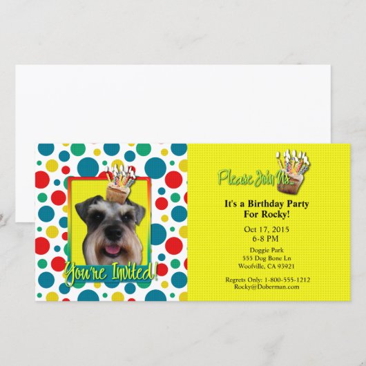 Uitnodiging Cupcake - Schnauzer (Voorkant / Achterkant)