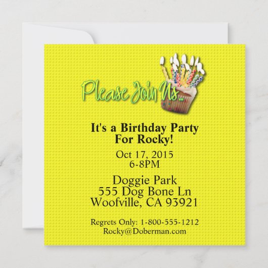 Uitnodiging Cupcake - Yorkshire Terrier (Achterkant)