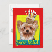 Uitnodiging Cupcake - Yorkshire Terrier (Voorkant / Achterkant)