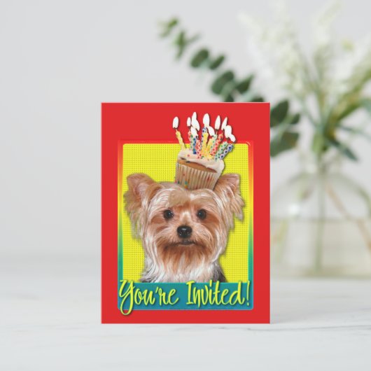 Uitnodiging Cupcake - Yorkshire Terrier (Staand voorkant)