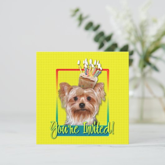 Uitnodiging Cupcake - Yorkshire Terrier (Staand voorkant)