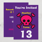 Uitnodiging Custom Skull- Verjaardag-voeg naam/lee (Voorkant / Achterkant)