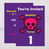 Uitnodiging Custom Skull- Verjaardag-voeg naam/lee (Voorkant / Achterkant)