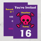 Uitnodiging Custom Skull- Verjaardag-voeg naam/lee (Voorkant / Achterkant)