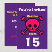 Uitnodiging Custom Skull- Verjaardag-voeg naam/lee (Voorkant / Achterkant)