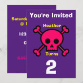 Uitnodiging Custom Skull- Verjaardag-voeg naam/lee (Voorkant / Achterkant)