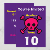 Uitnodiging Custom Skull- Verjaardag-voeg naam/lee (Voorkant / Achterkant)