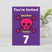 Uitnodiging Custom Skull- Verjaardag-voeg naam/lee (Staand voorkant)