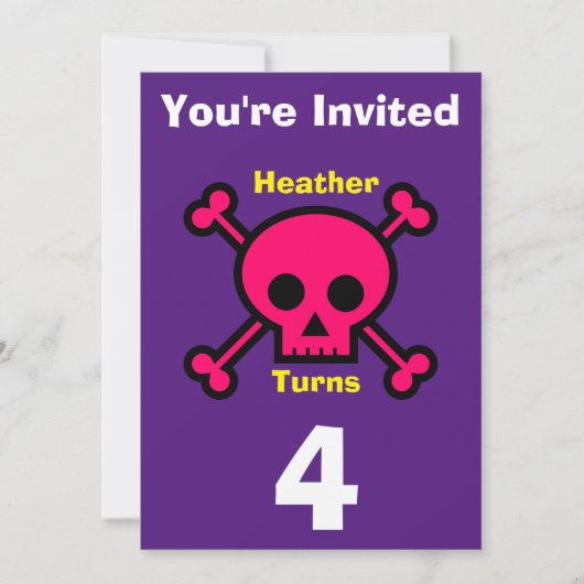 Uitnodiging Custom Skull- Verjaardag-voeg naam/lee (Voorkant)