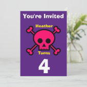 Uitnodiging Custom Skull- Verjaardag-voeg naam/lee (Staand voorkant)