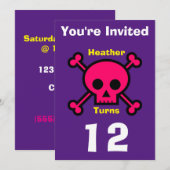 Uitnodiging Custom Skull- Verjaardag-voeg naam/lee (Voorkant / Achterkant)