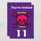 Uitnodiging Custom Skull- Verjaardag-voeg naam/lee (Voorkant / Achterkant)