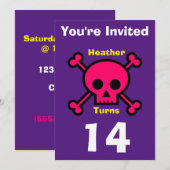 Uitnodiging Custom Skull- Verjaardag-voeg naam/lee (Voorkant / Achterkant)