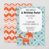 Uitnodiging Cute Red Fox Party (Voorkant / Achterkant)