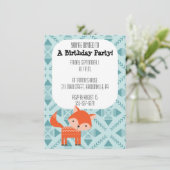 Uitnodiging Cute Red Fox Party (Staand voorkant)