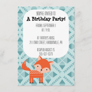 Uitnodiging Cute Red Fox Party