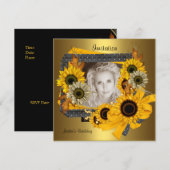 Uitnodiging Dag Foto Sunflower Gold Lijst (Voorkant / Achterkant)