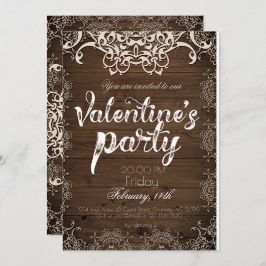 Uitnodiging dag van de Rustic Valentijn (Voorkant / Achterkant)