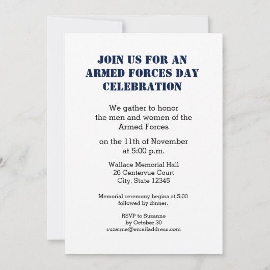 Uitnodiging dag wapendag, vlag op rood, Wh (Achterkant)