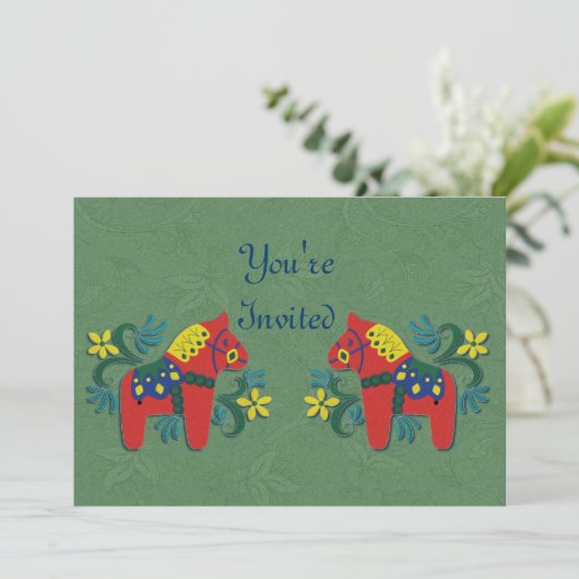 Uitnodiging Dala Horse Party (Staand voorkant)