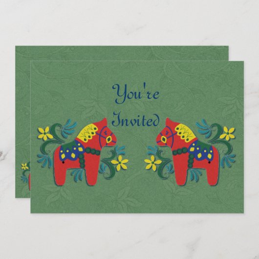 Uitnodiging Dala Horse Party (Voorkant / Achterkant)