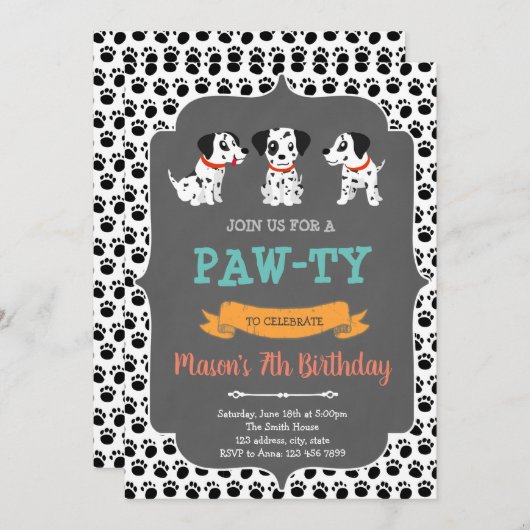 Uitnodiging Dalmatische partij (Voorkant / Achterkant)