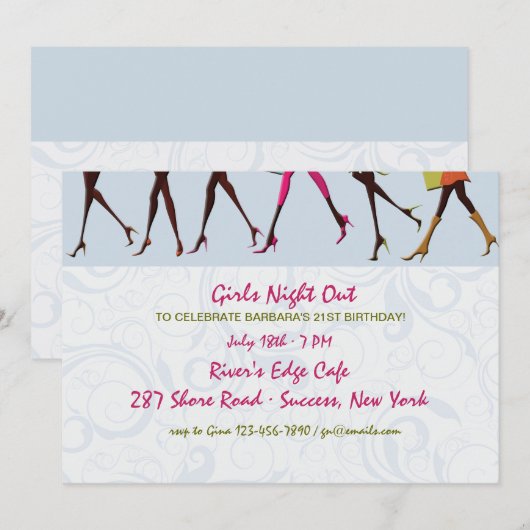 Uitnodiging Dames Benen Meisjesavond (Voorkant / Achterkant)