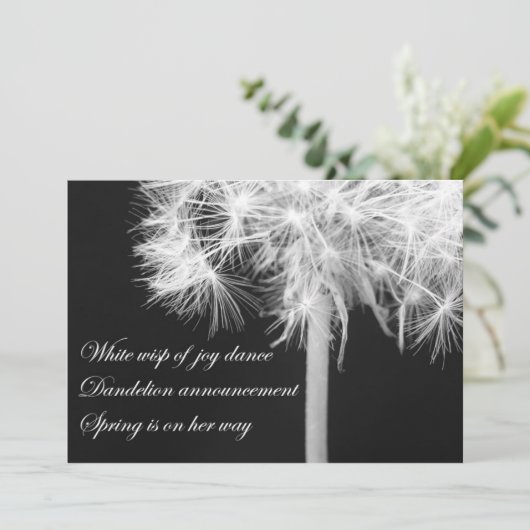 Uitnodiging Dandelion Haiku (Staand voorkant)