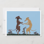 Uitnodiging Dansende Greyhounds & Konijn Vrienden (Voorkant)