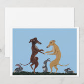 Uitnodiging Dansende Greyhounds & Konijn Vrienden (Voorkant / Achterkant)