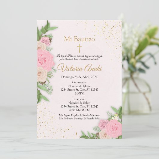 Uitnodiging de niña para evento relioso (Staand voorkant)