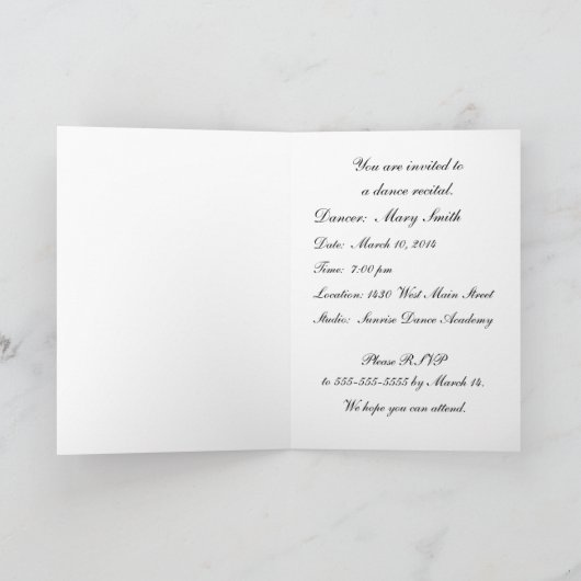 Uitnodiging, de Overweging van de Dans, Ballerina (Binnen)