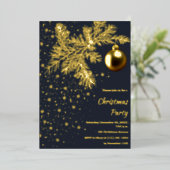 Uitnodiging Deep blue en Gold Kerstfeest (Staand Voorkant)
