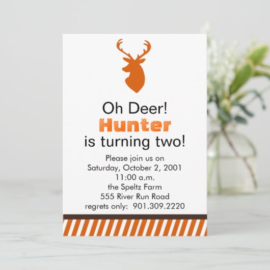 Uitnodiging Deer Birthday (Staand voorkant)