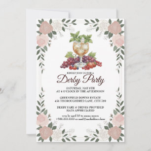 Uitnodiging Derby Feest Bloemig Mint Julep Ontwerp