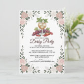 Uitnodiging Derby Feest Bloemig Mint Julep Ontwerp (Staand voorkant)