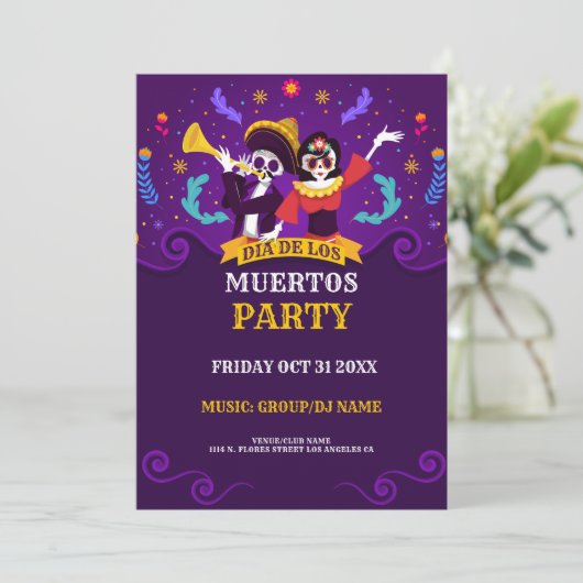 Uitnodiging Día de Los Muertos (Staand voorkant)