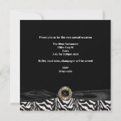 Uitnodiging Diamant Sieraad Zwart Wit Zebra (Achterkant)