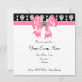 Uitnodiging Diamanten Roze Zwarte Feest Template (Achterkant)