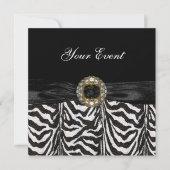 Uitnodiging Diamond Jewel Black White Zebra (Voorkant)